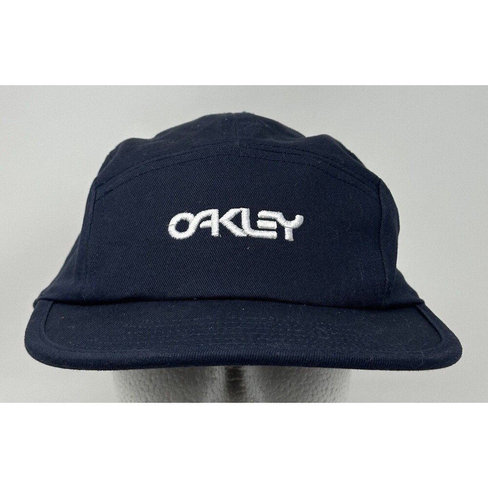 Oakley Blue 5 Panel Cotton Hat Navy Blue Adjustable Embroidered Running OSFM